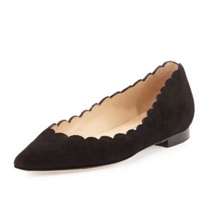 Manolo Blahnik Srila Suede Stacked Heel Flats